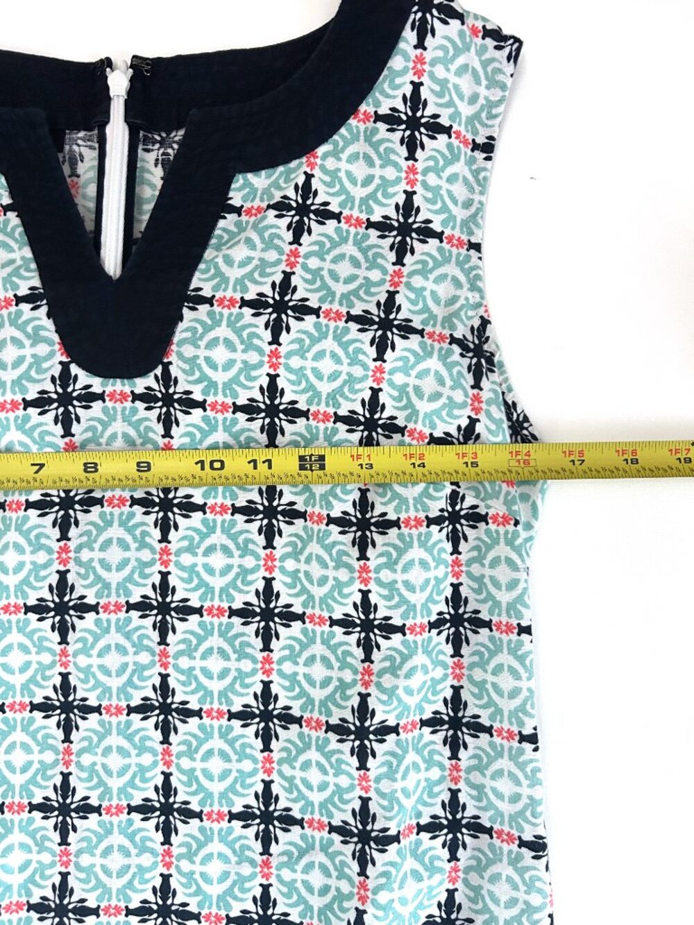 Talbots Linen Blend Geometric Sleeveless Knee Length Dress Size 6 - Picture 6 of 8